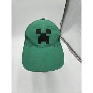 Minecraft Creeper Hat Cap Snap Back Green Embroidered Face Gamer Youth Mens Jinx